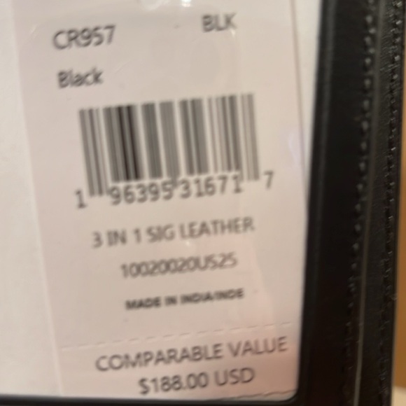 Coach Men’s Wallet 3-in-1 Black Leather Embossed. COACH box, bag, & sticker seal - Picture 6 of 11